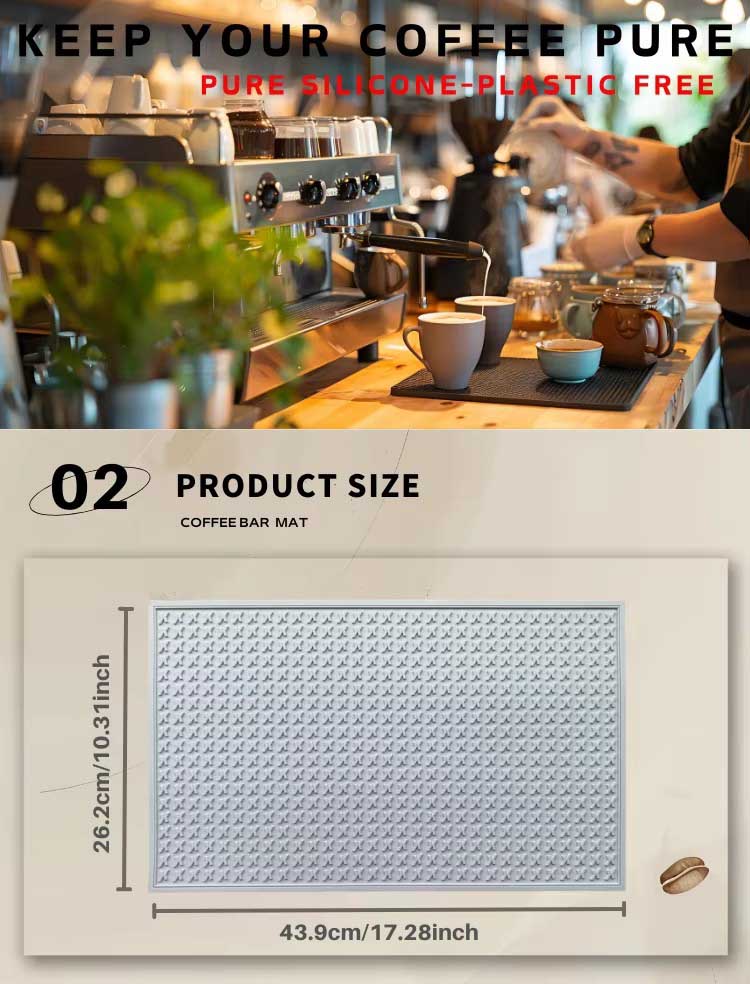 Personalized Logo Coffee Rubber Silicone Bar Mat Printing Water Absorbing Quick Drying Coffee Machine Tamper Mat