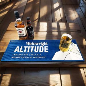 Wainwright Beer Stylish Custom Logo Cocktail Soft PVC Wine Bar Runner Mats Bartender Rubber Rail Pub Bar Mats