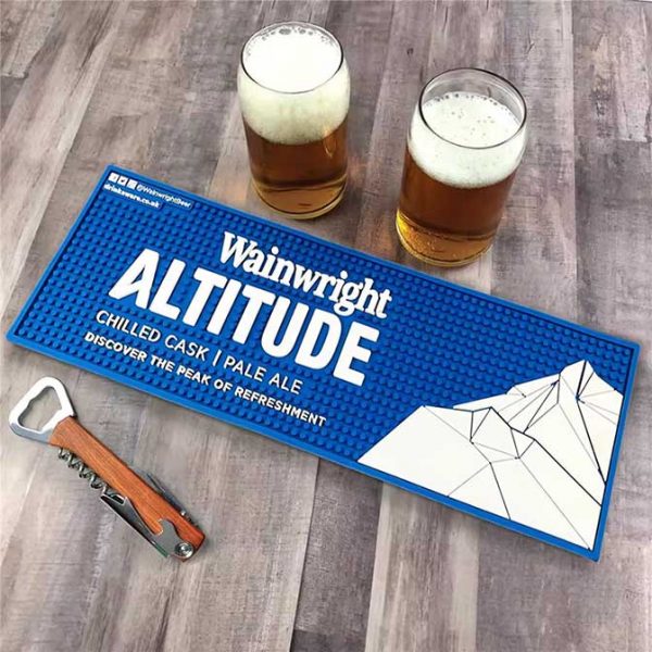 Wainwright Beer Stylish Custom Logo Cocktail Soft PVC Wine Bar Runner Mats Bartender Rubber Rail Pub Bar Mats