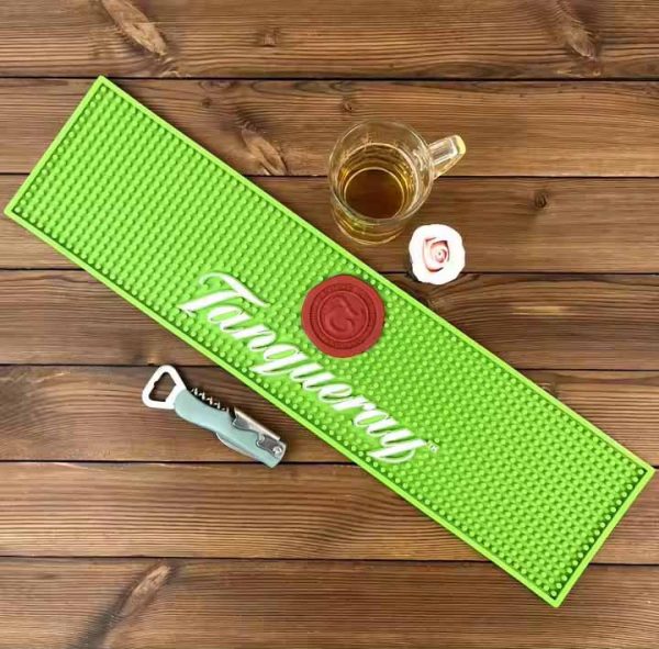 Tanqueray London Dry Gin Custom Logo Cocktail Rubber Bar Spill Mats Soft PVC Bar Runner Mat Pub Drink Bar Beer Mats