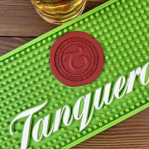 Tanqueray London Dry Gin Custom Logo Cocktail Rubber Bar Spill Mats Soft PVC Bar Runner Mat Pub Drink Bar Beer Mats