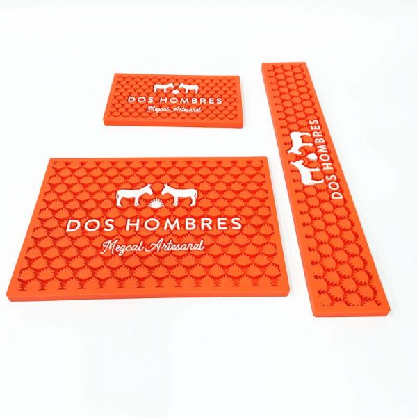 Dos Hombres Mezcal Custom Logo Anti skid Drink Beer Coffee Bartender Service Mat PVC Rubber Bar Rail Mat