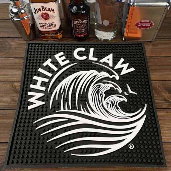 White Claw Hard Seltzer Custom Branded Soft PVC Rubber Service Bar Mat Non-Toxic Silicone Beer Bar Spill Mats