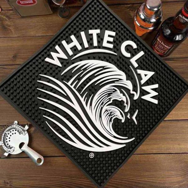 White Claw Hard Seltzer Custom Branded Soft PVC Rubber Service Bar Mat Non-Toxic Silicone Beer Bar Spill Mats