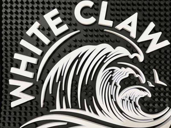 White Claw Hard Seltzer Custom Branded Soft PVC Rubber Service Bar Mat Non-Toxic Silicone Beer Bar Spill Mats