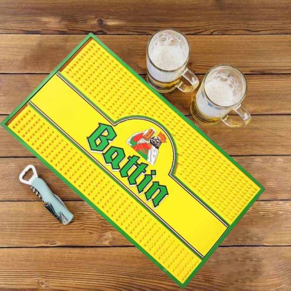 Brasserie Battin Custom Logo Cocktail Pub Service Bar Mat For Glasses Soft PVC Counter Top Wine Drink Beer Drip Mats