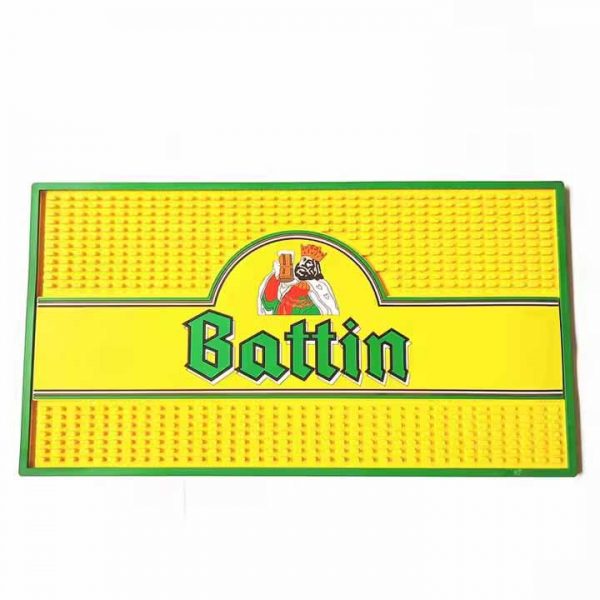 Brasserie Battin Custom Logo Cocktail Pub Service Bar Mat For Glasses Soft PVC Counter Top Wine Drink Beer Drip Mats