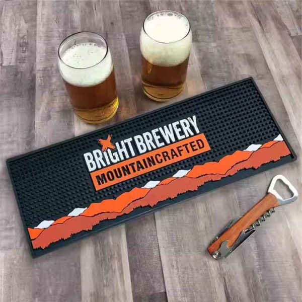 Bright Brewery Mountain Crafted Custom Logo Pub Cocktail Bar Runner Mat Counter Top Service Beer Mats For Home Bar