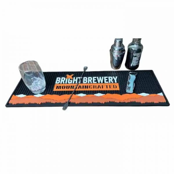 Bright Brewery Mountain Crafted Custom Logo Pub Cocktail Bar Runner Mat Counter Top Service Beer Mats For Home Bar