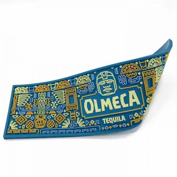 Olmeca Tequila Custom Logo Cocktail Wine Drink Drip Pub Mats Soft PVC Spill Bar Runner Rubber Rail Bar Drying Mat