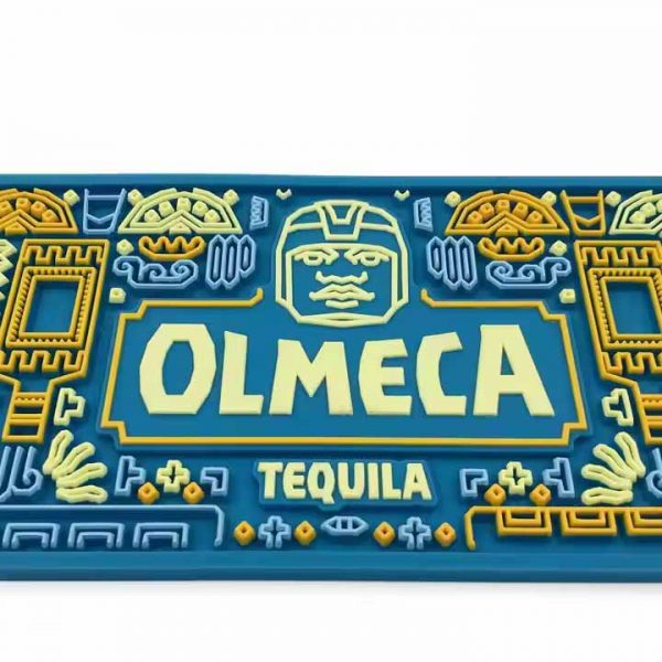 Olmeca Tequila Custom Logo Cocktail Wine Drink Drip Pub Mats Soft PVC Spill Bar Runner Rubber Rail Bar Drying Mat