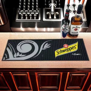 Schweppes Sparkling Branded Logo Cocktail Pub Beer Bar Mats Soft PVC Bartender Mat Whiskey Rubber Drip Mat