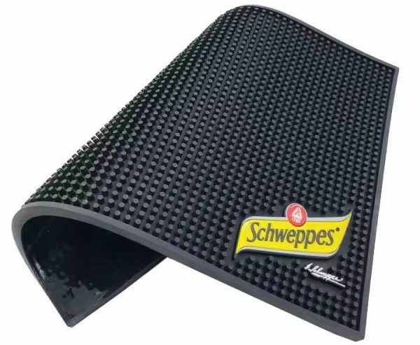 Schweppes Sparkling Branded Logo Cocktail Pub Beer Bar Mats Soft PVC Bartender Mat Whiskey Rubber Drip Mat