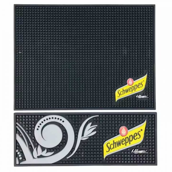 Schweppes Sparkling Branded Logo Cocktail Pub Beer Bar Mats Soft PVC Bartender Mat Whiskey Rubber Drip Mat